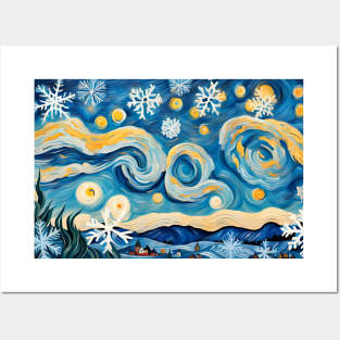 Snowflakes van Gogh Style Posters and Art